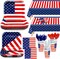 170PCS 4th of July Party Supplies – Plates, Napkins, Cups, Cutlery, Tablecloths for 24 Guests